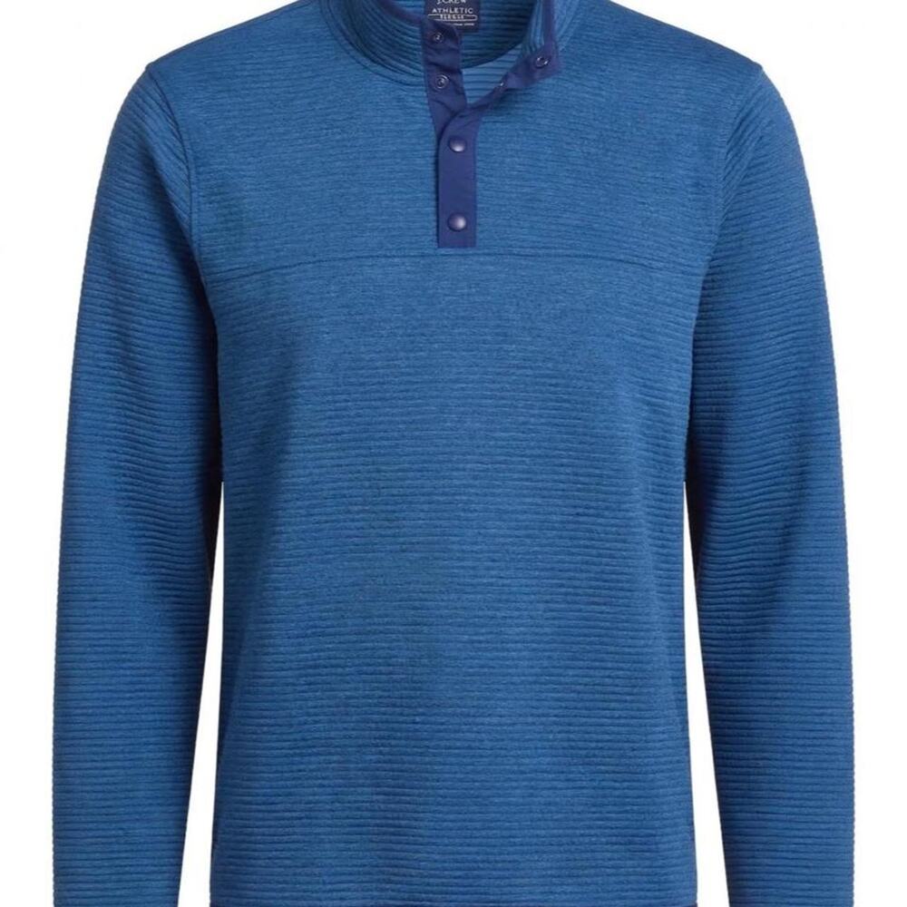 J.Crew Men's Blue Ribbed Fleece Quarter Snap Pullover Size XXL